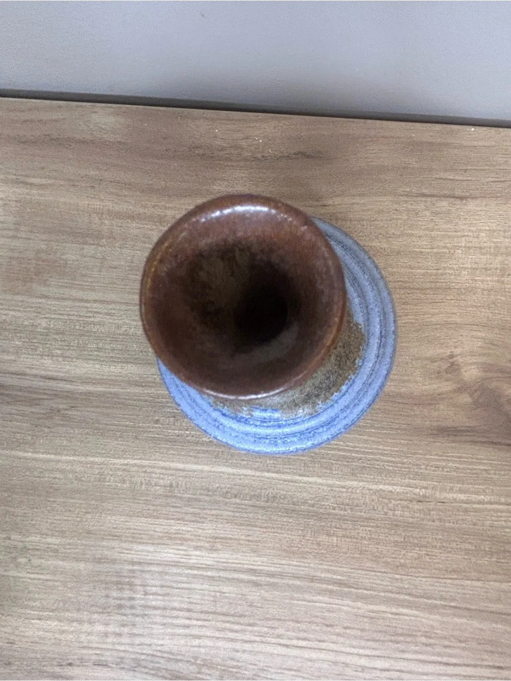 Vintage Two-Tone Brown and Blue Ceramic Vase Pigeon Forge Pottery Team